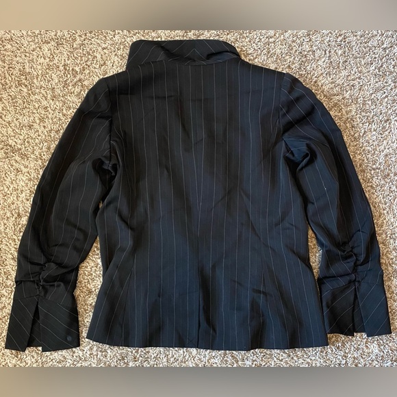 Bisou Bisou Black Pinstripe Blazer Size 16 - Picture 2 of 12